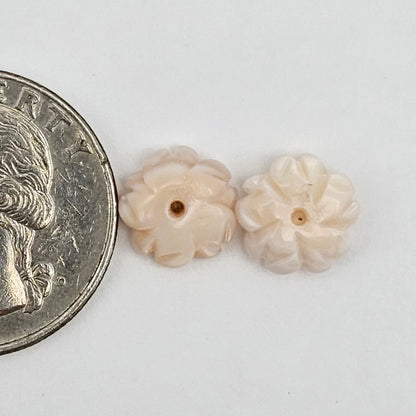Mother of Pearl Flower Cabochon Pair