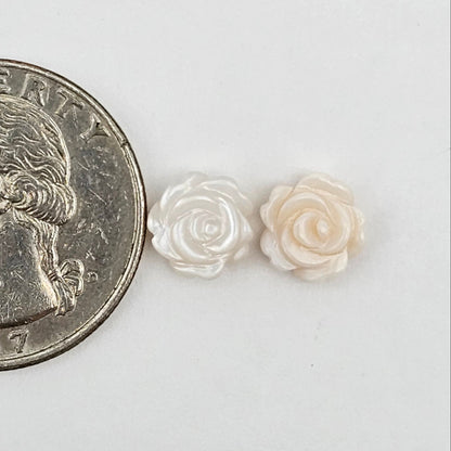 Mother of Pearl Flower Cabochon Pair