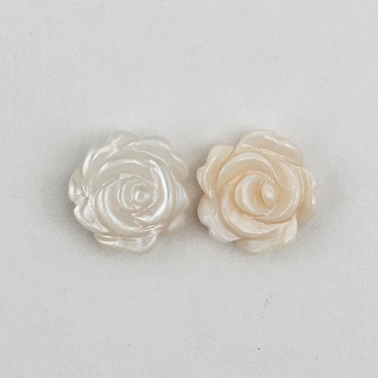 Mother of Pearl Flower Cabochon Pair