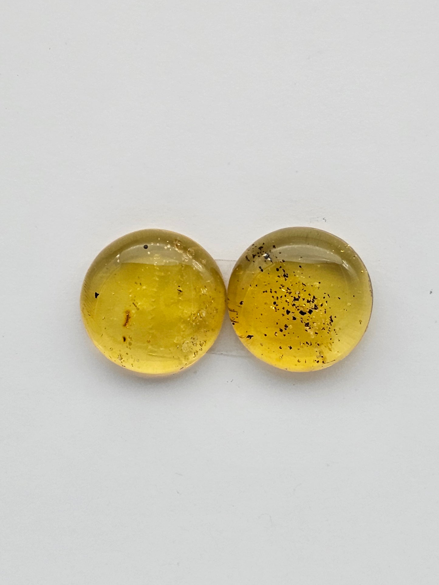 Amber authentic cabochon pair large