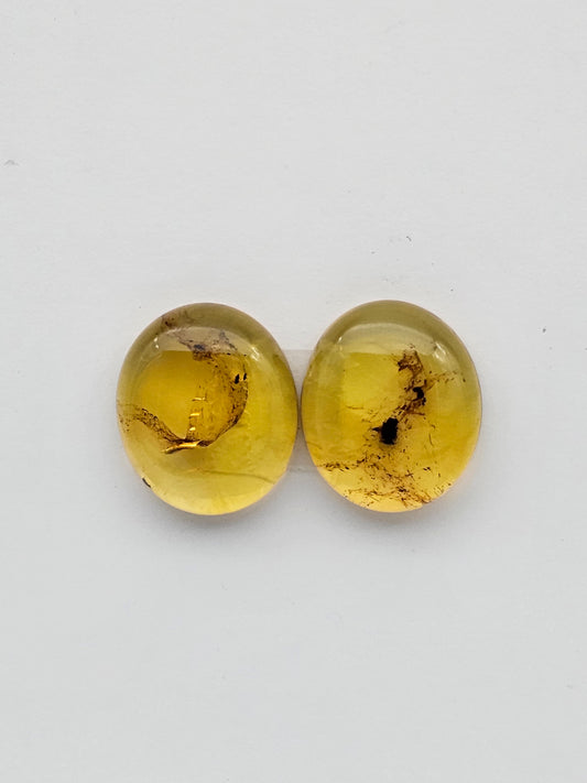 Amber authentic cabochon pair large