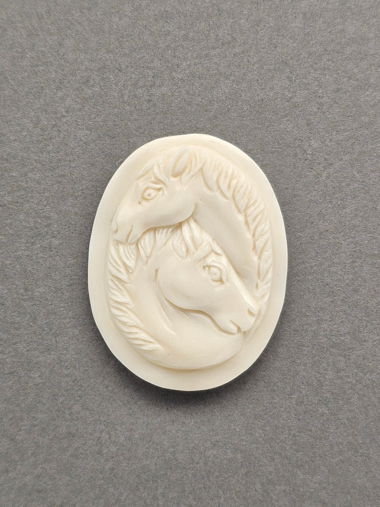 Two Horses Intertwined Bone Carving Cabochon