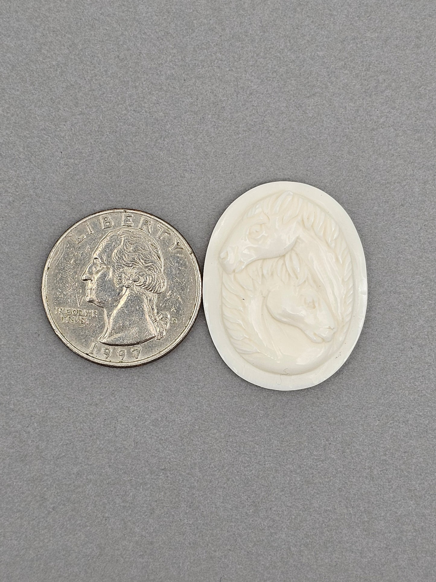 Two Horses Intertwined Bone Carving Cabochon