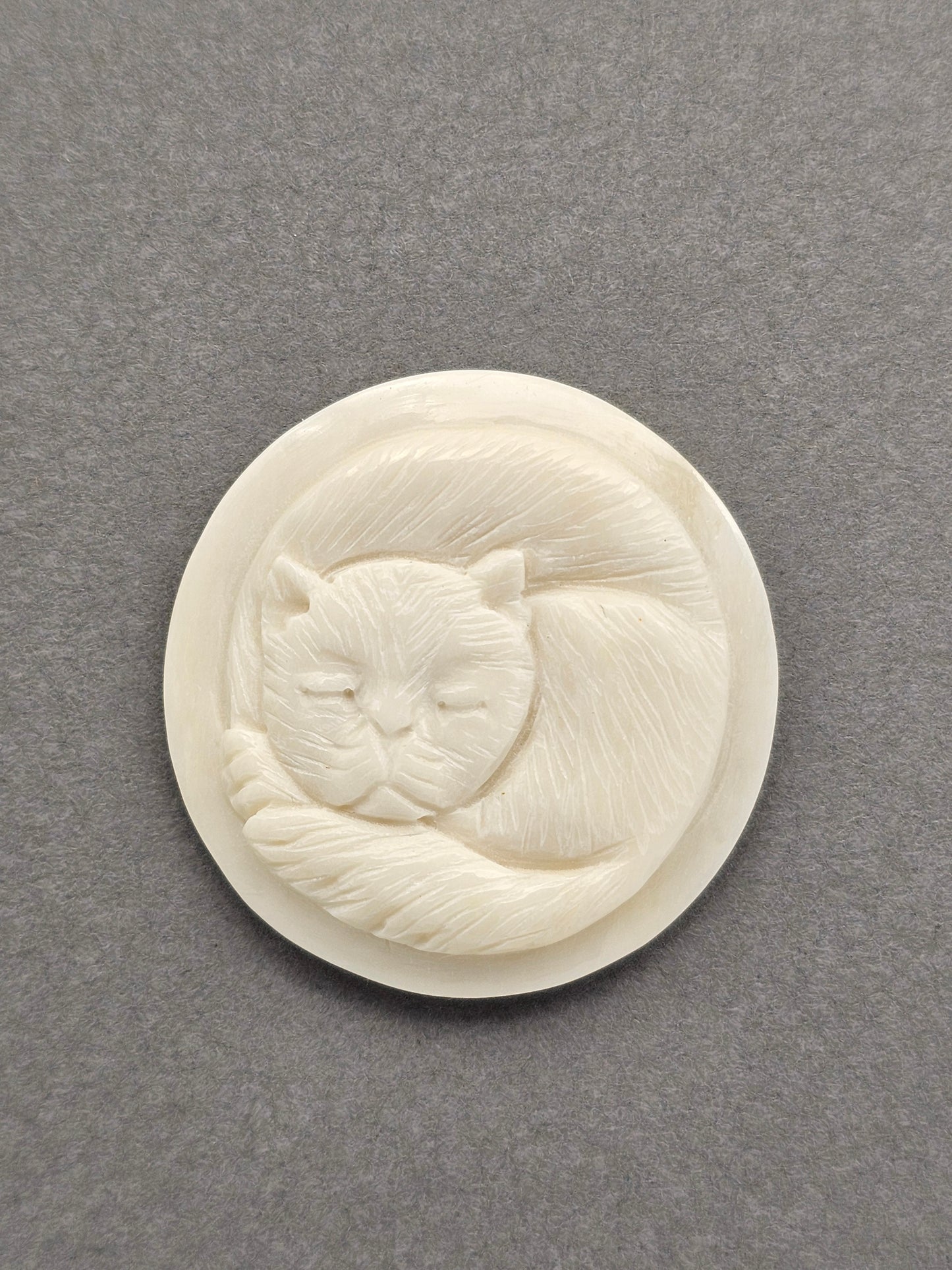 Sleeping Cat Bone Carving Cabochon