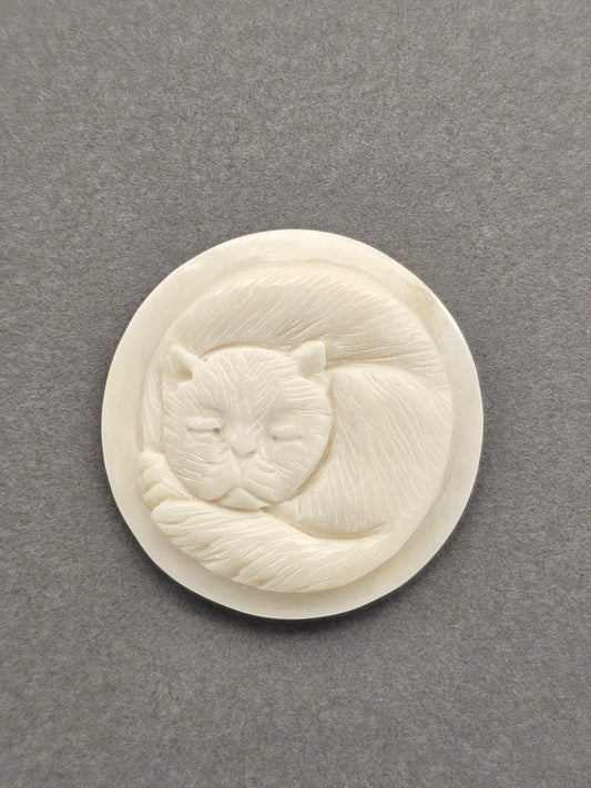 Sleeping Cat Bone Carving Cabochon