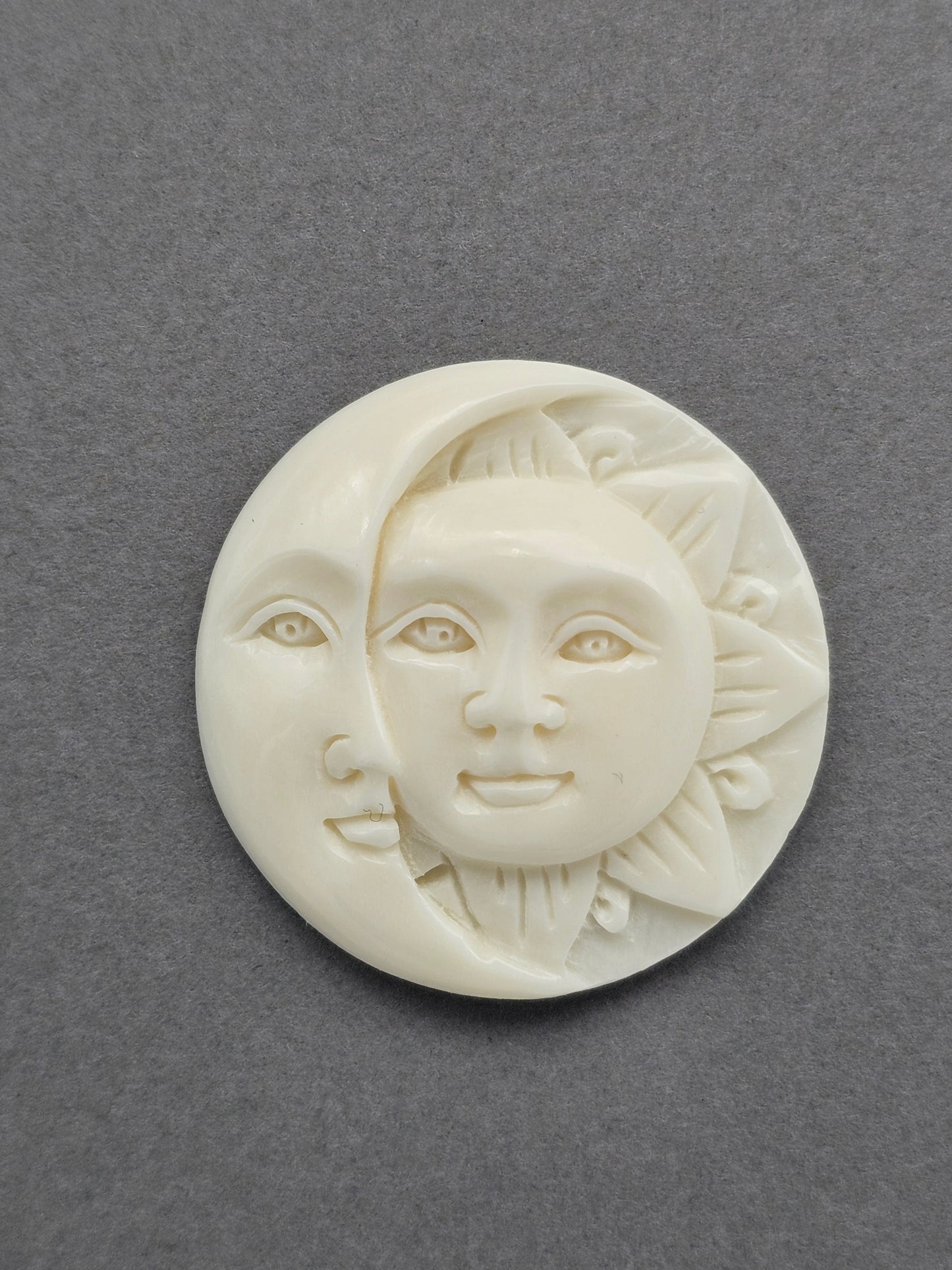 Sun and Moon Bone Carving Cabochon
