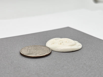Sun and Moon Bone Carving Cabochon
