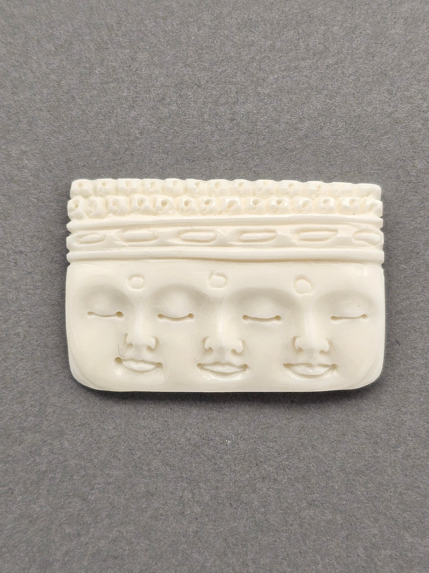 Three Faces Bone Carving Cabochon