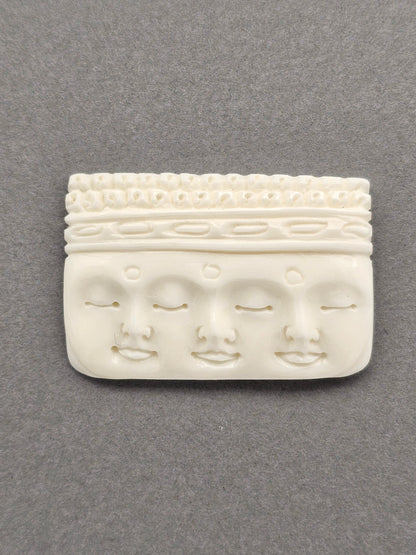 Three Faces Bone Carving Cabochon