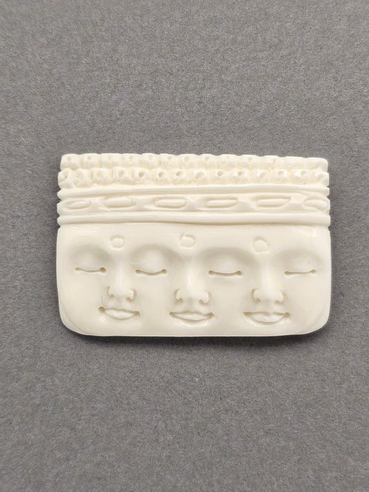 Three Faces Bone Carving Cabochon