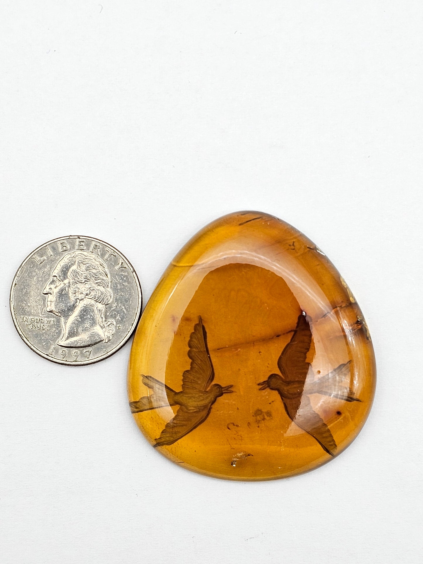 Amber authentic intaglio cabochon large
