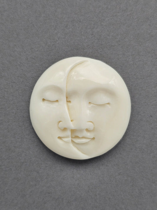 Two Faces Bone Carving Cabochon