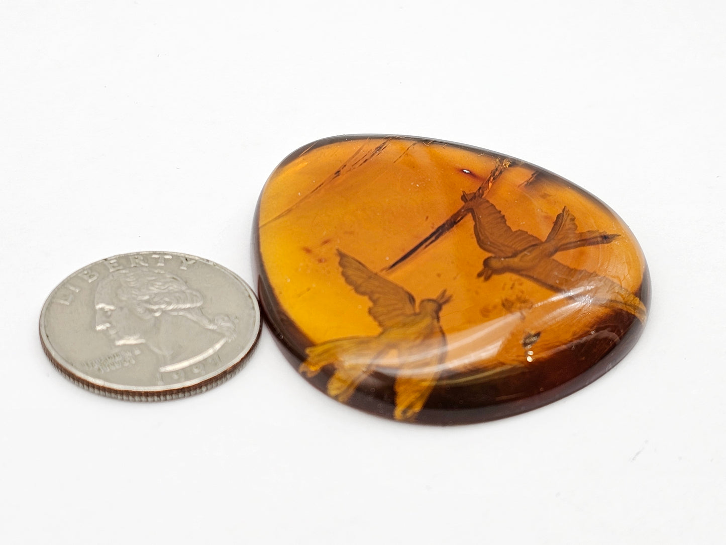 Amber authentic intaglio cabochon large