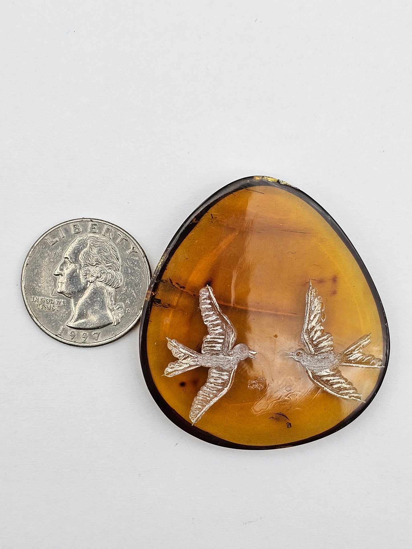Amber authentic intaglio cabochon large