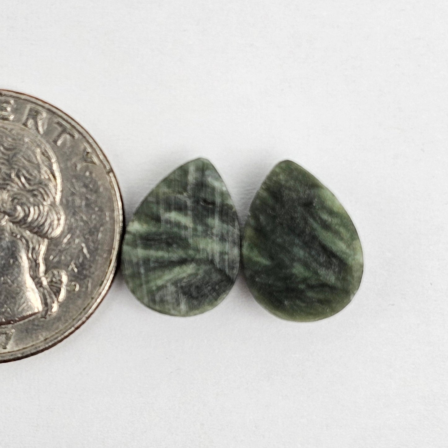 Seraphinite Cabochon Pair