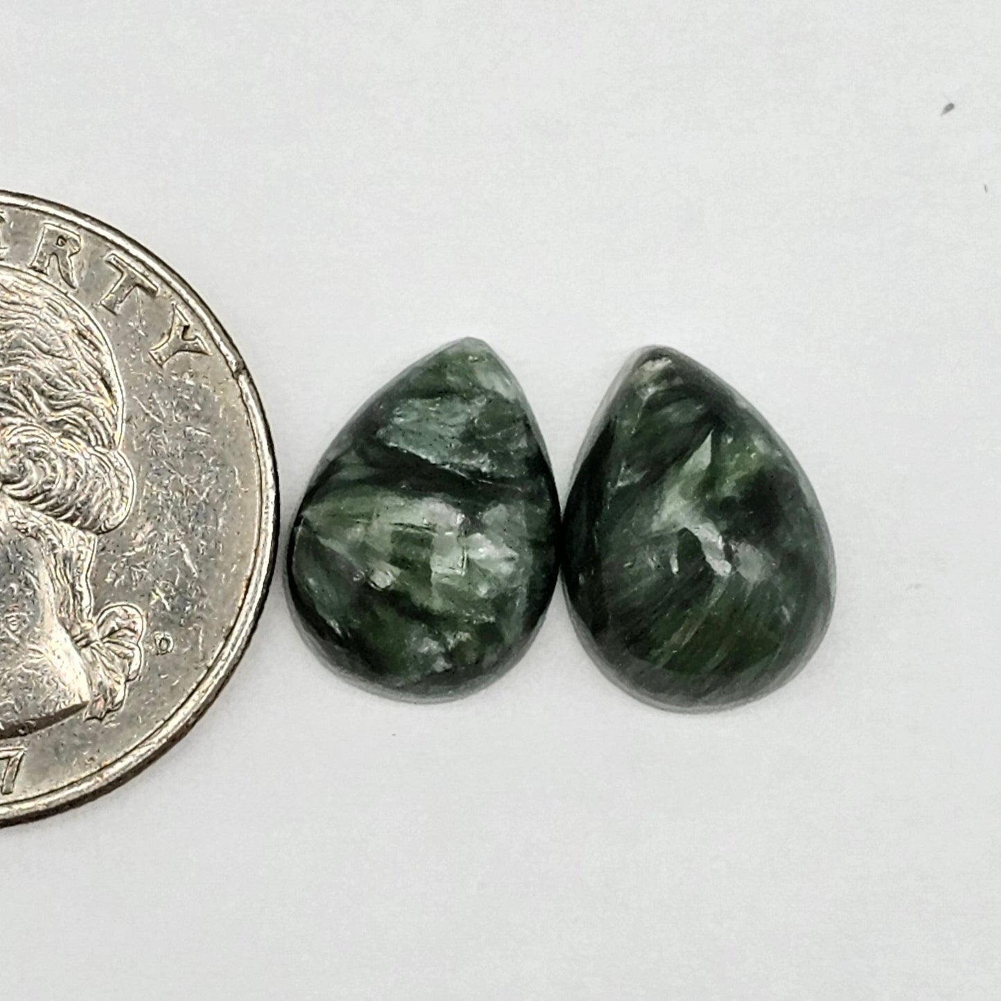 Seraphinite Cabochon Pair