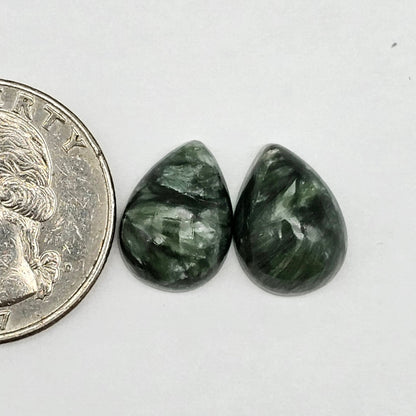 Seraphinite Cabochon Pair