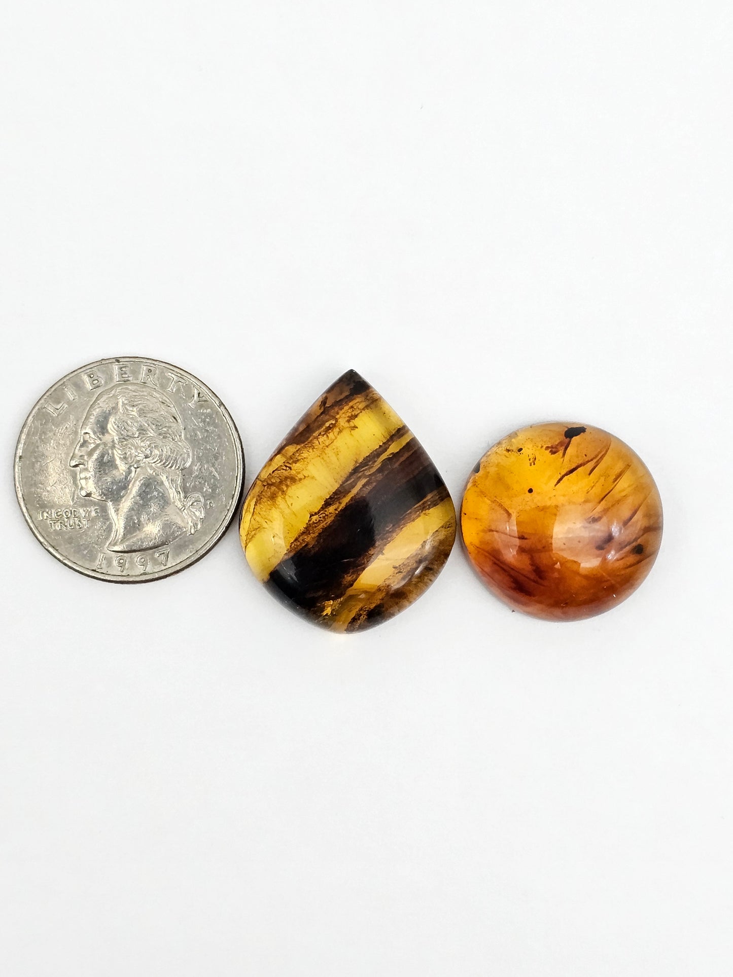 Amber authentic cabochon set large