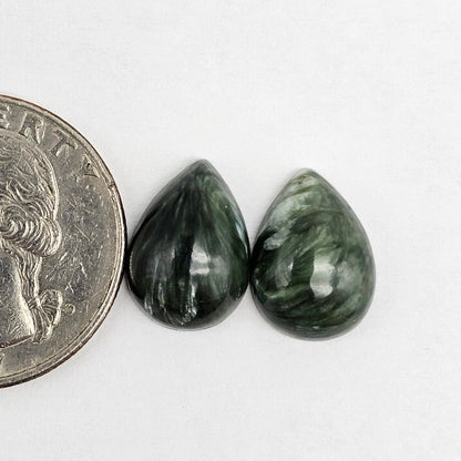 Seraphinite Cabochon Pair