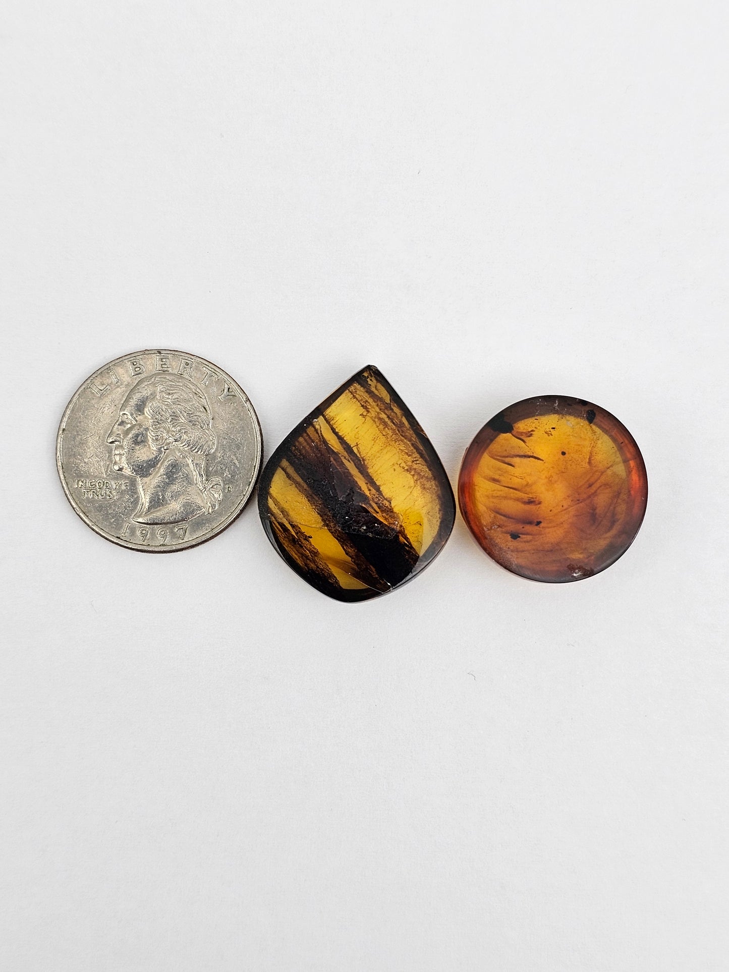 Amber authentic cabochon set large