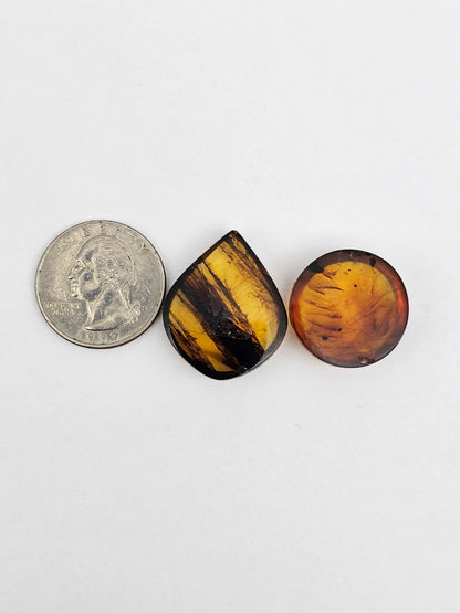 Amber authentic cabochon set large
