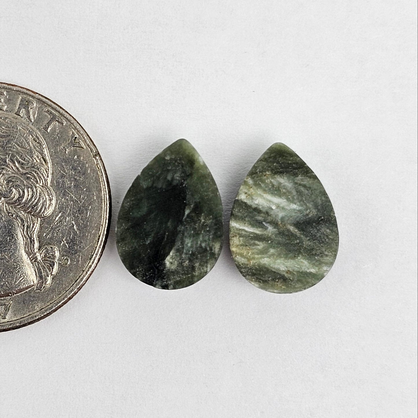 Seraphinite Cabochon Pair