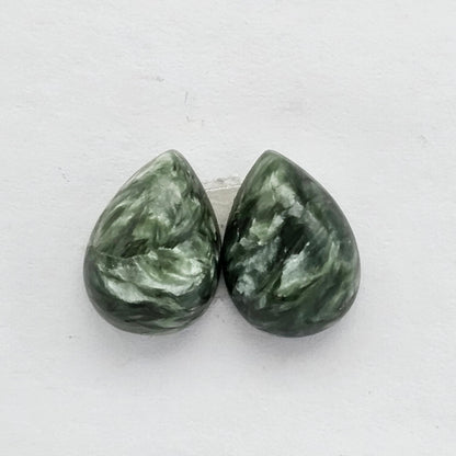 Seraphinite Cabochon Pair