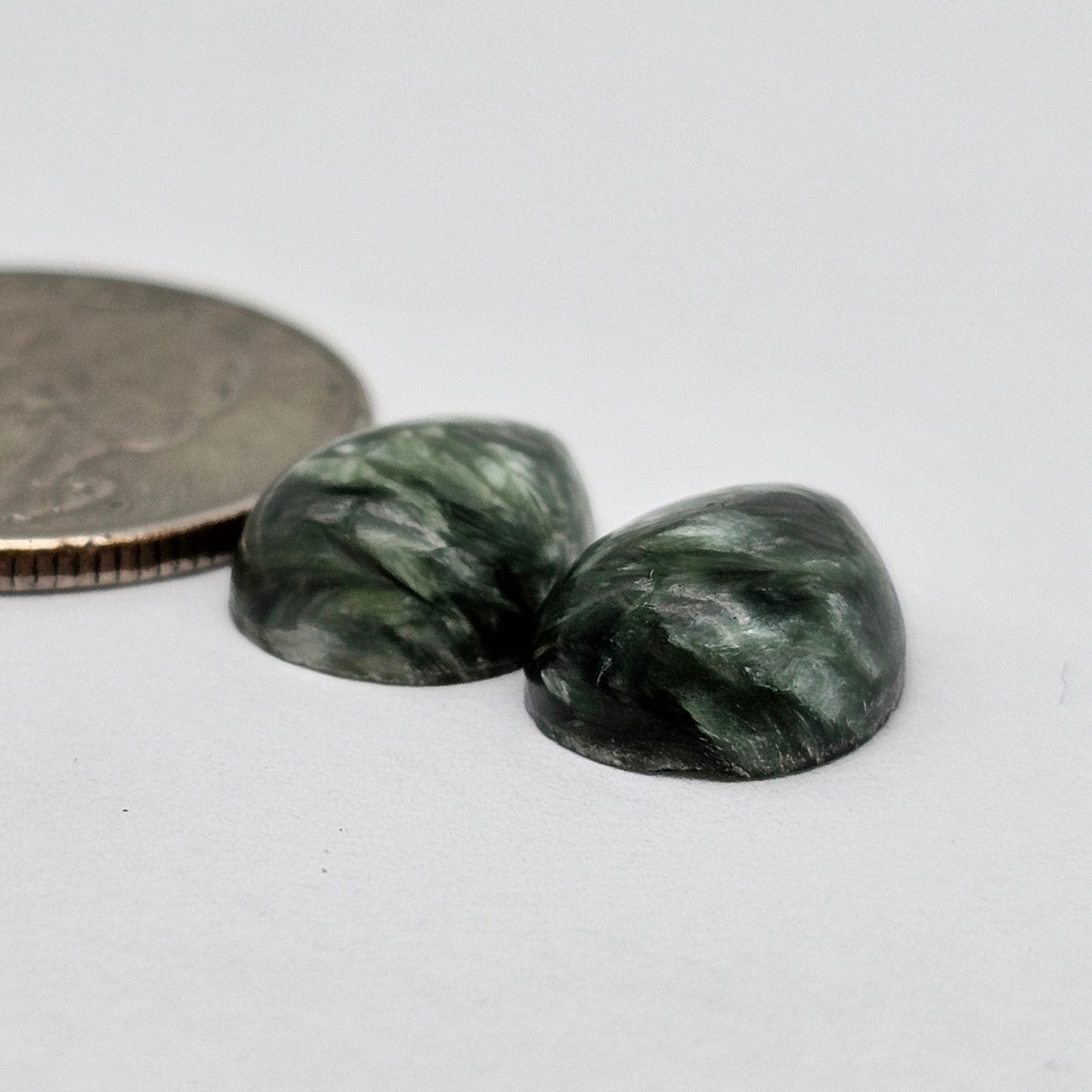 Seraphinite Cabochon Pair