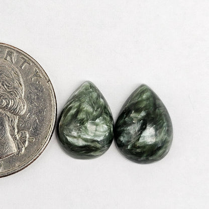 Seraphinite Cabochon Pair