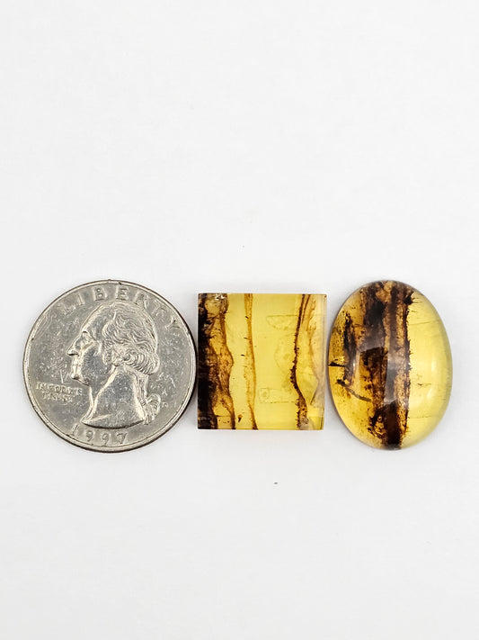 Amber authentic cabochon set large