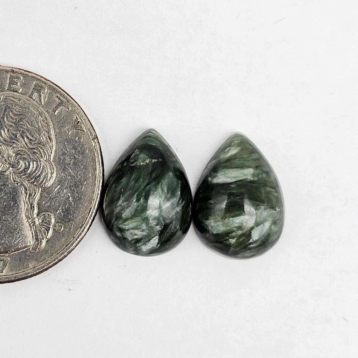 Seraphinite Cabochon Pair