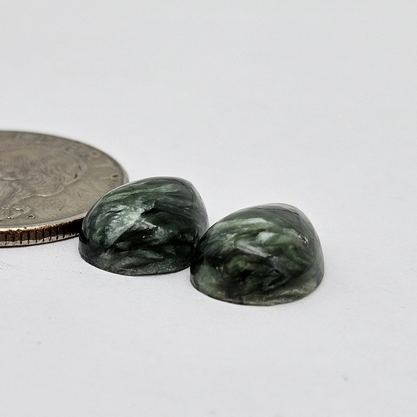 Seraphinite Cabochon Pair