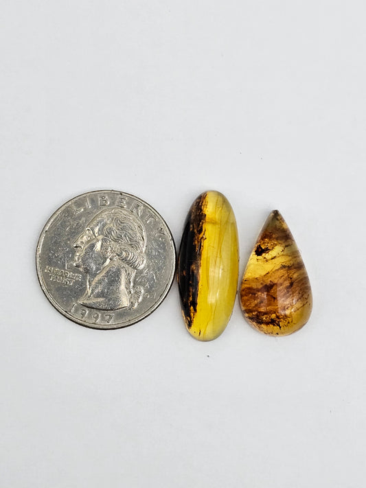 Amber authentic cabochon set large