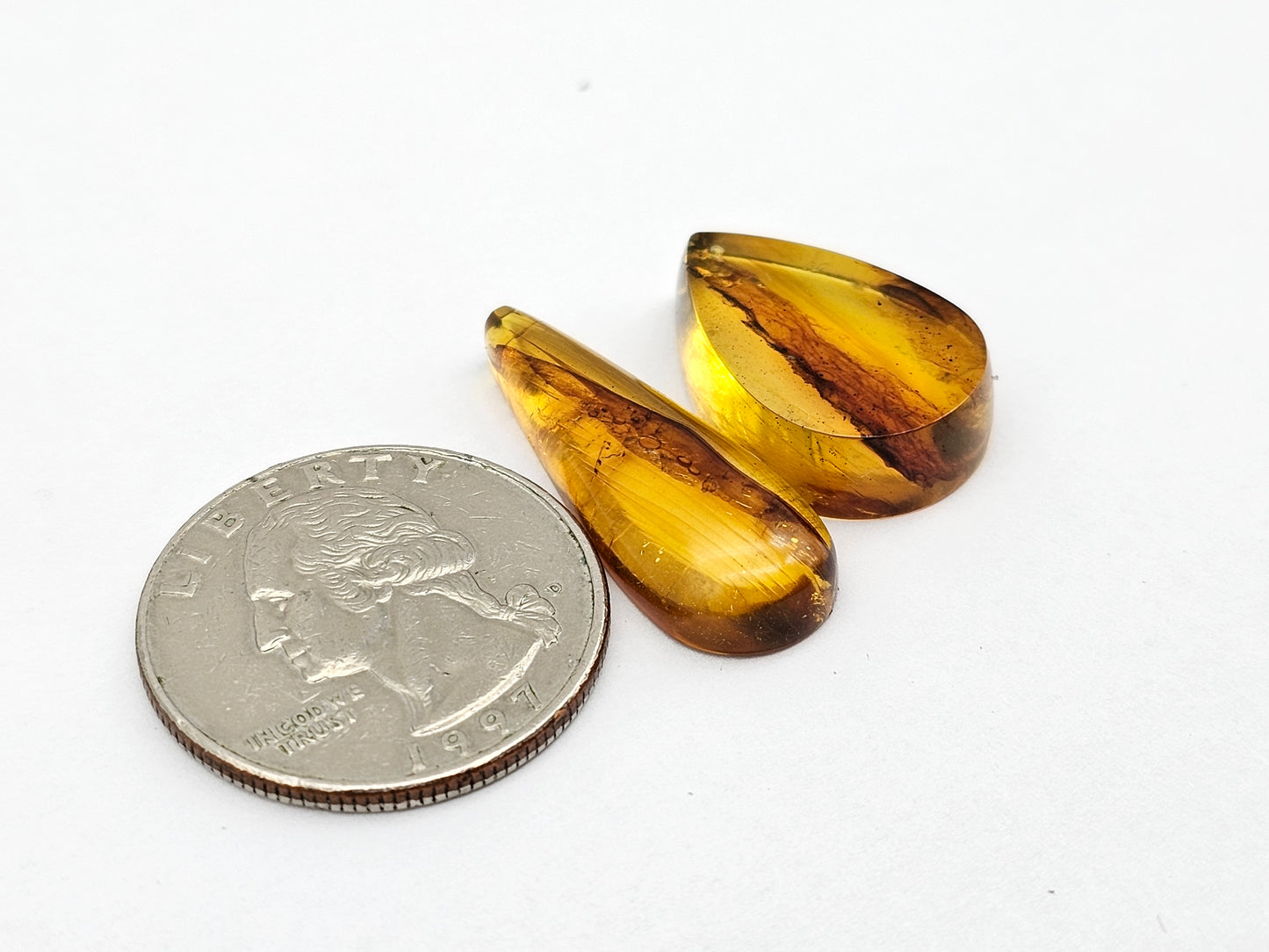 Amber authentic cabochon set large