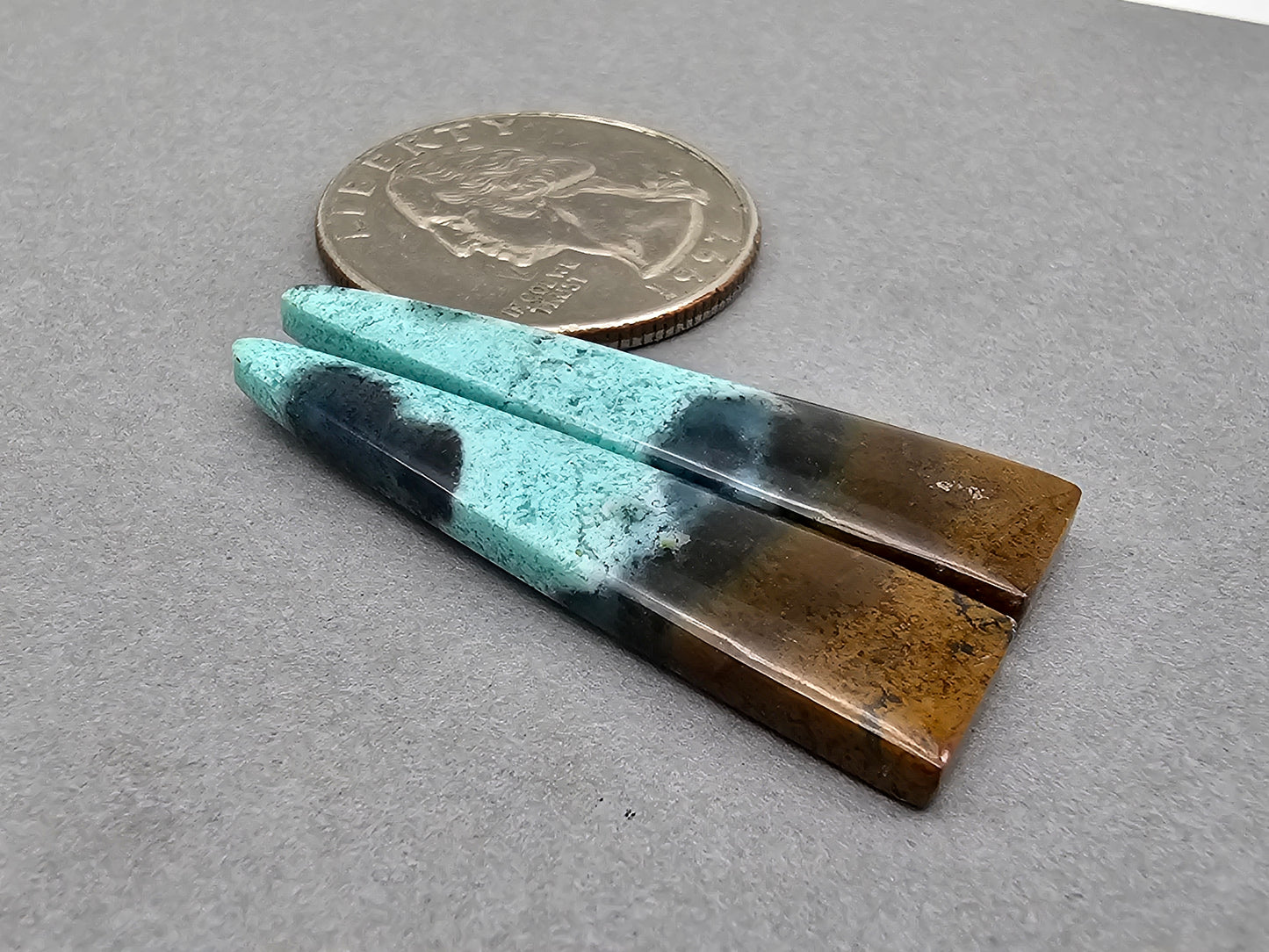 Chrysocolla Gemstone Cabochon Pair