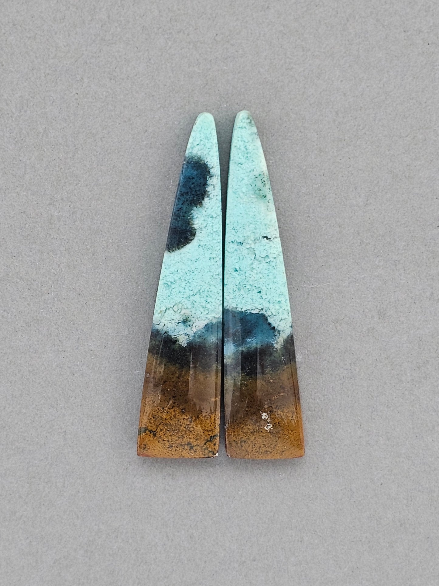 Chrysocolla Gemstone Cabochon Pair