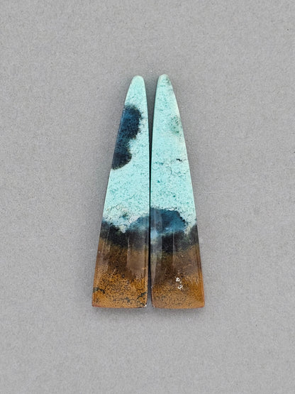 Chrysocolla Gemstone Cabochon Pair