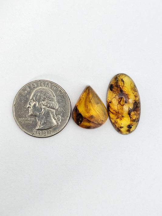 Amber authentic cabochon set large