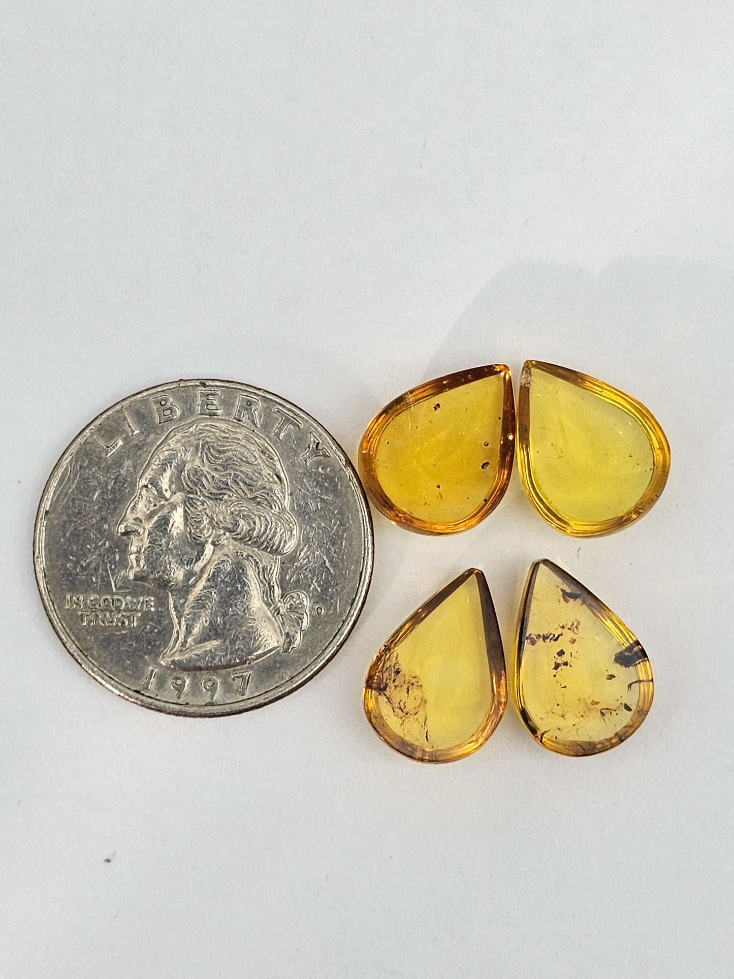 Amber authentic cabochon pair lot