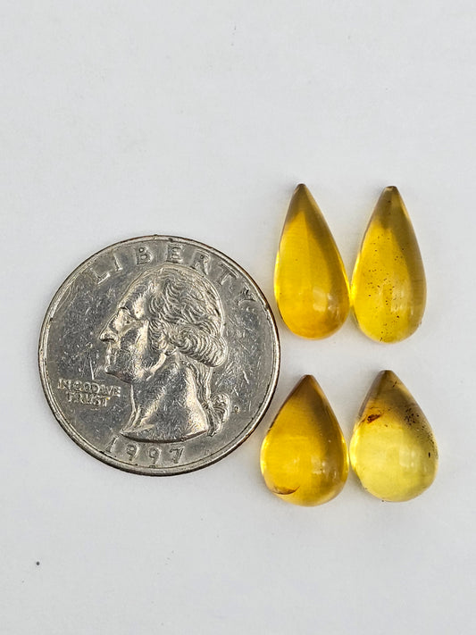 Amber authentic cabochon pair lot