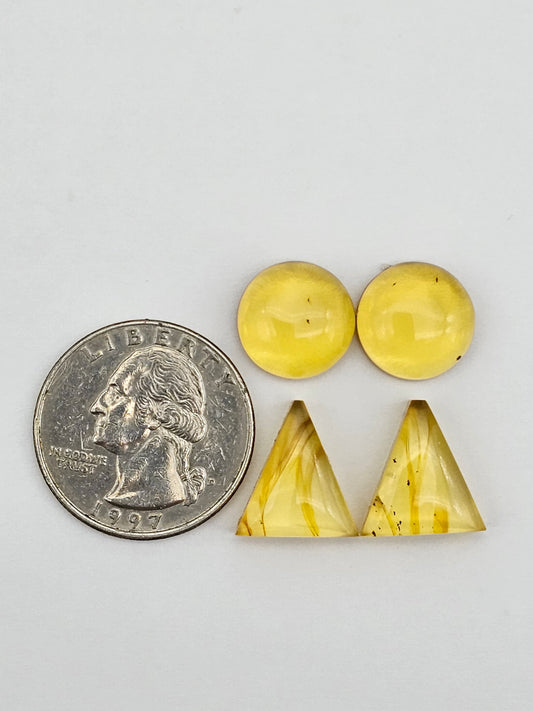 Amber authentic cabochon pair lot