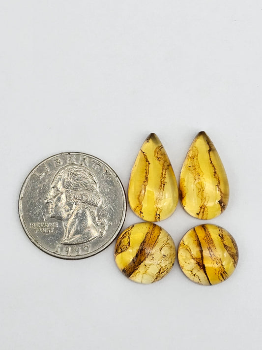 Amber authentic cabochon pair lot