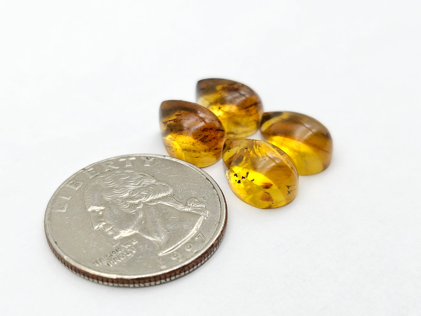 Amber authentic cabochon pair lot