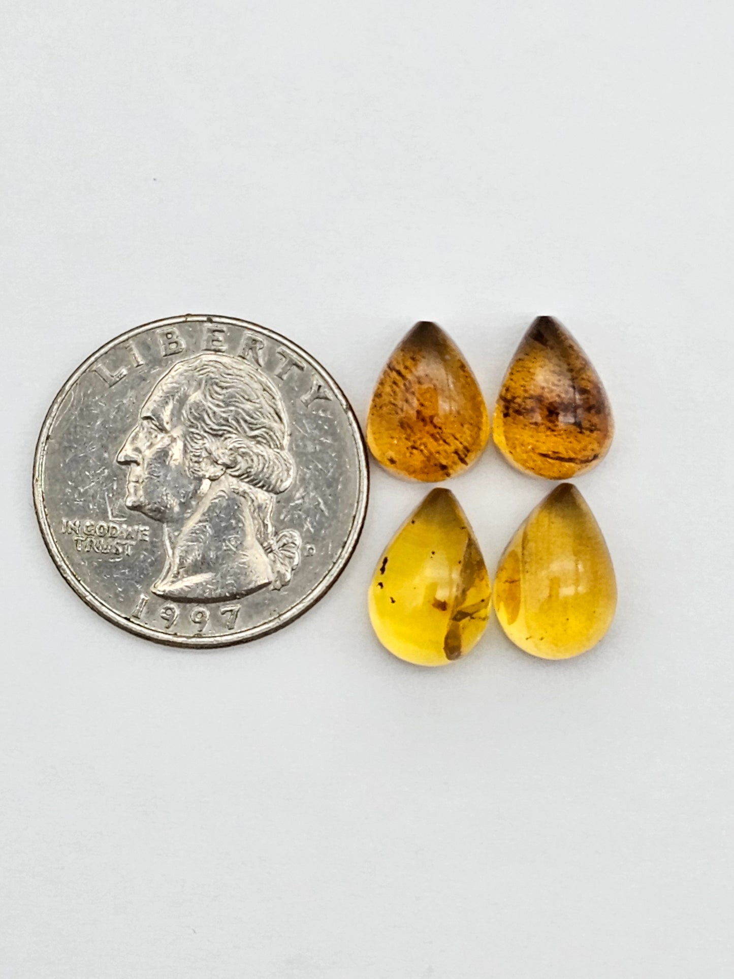 Amber authentic cabochon pair lot