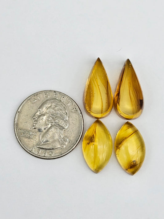 Amber authentic cabochon pair lot