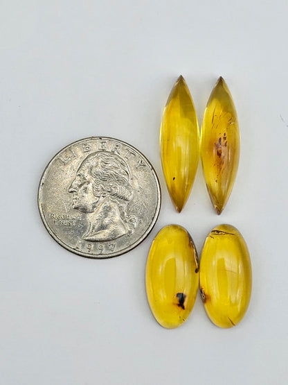 Amber authentic cabochon pair lot