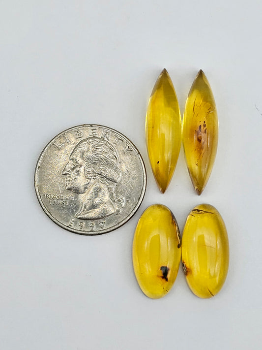 Amber authentic cabochon pair lot