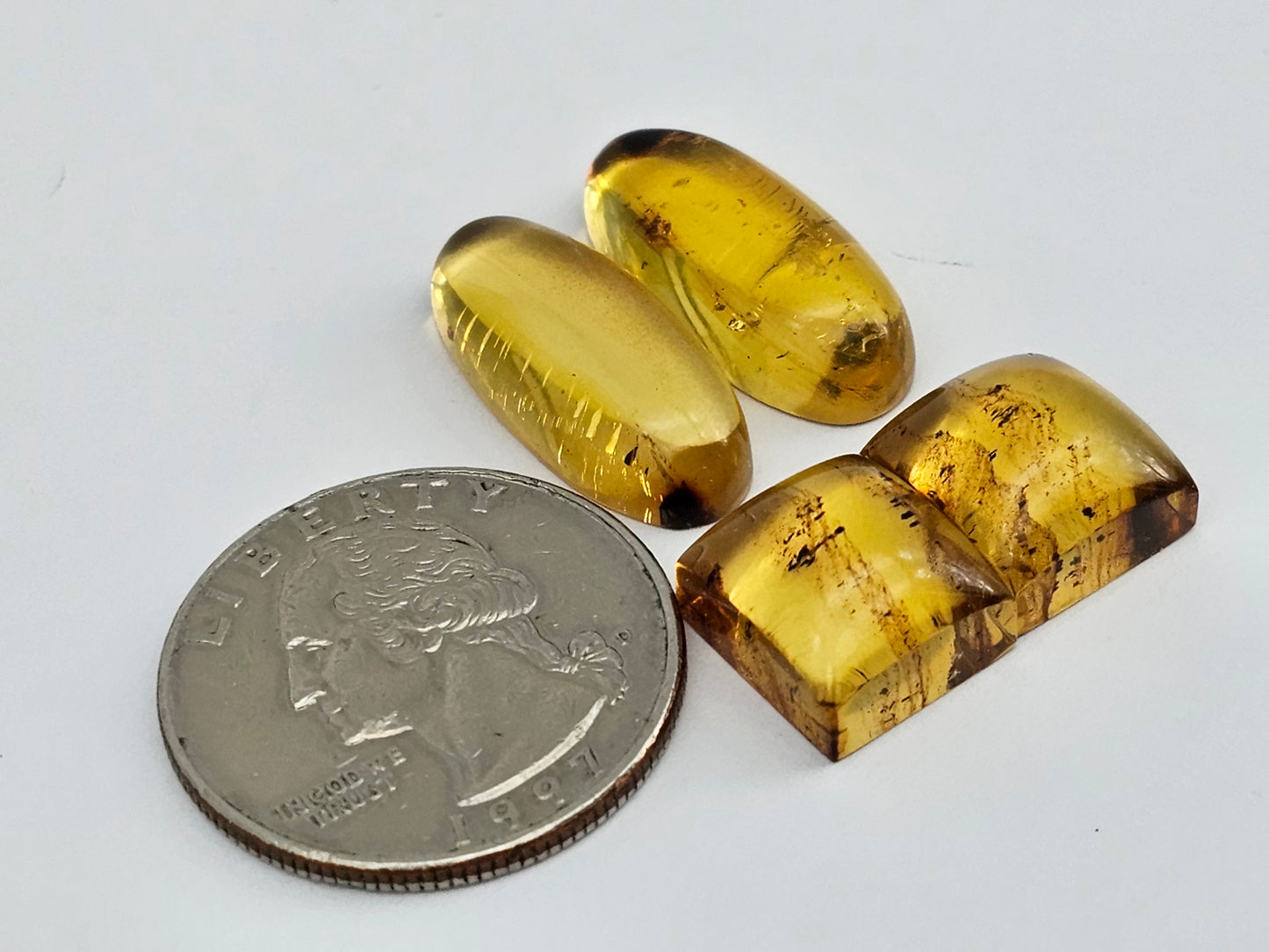Amber authentic cabochon pair lot