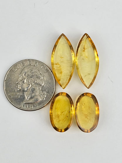 Amber authentic cabochon pair lot