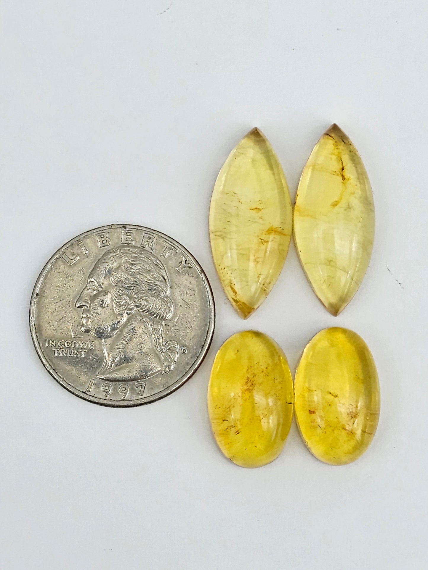 Amber authentic cabochon pair lot